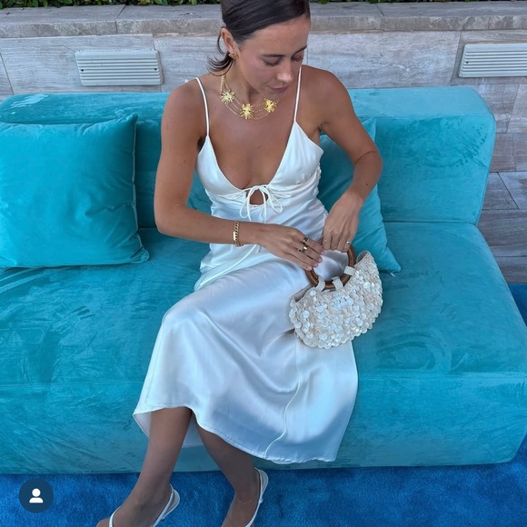 Zara dress midi maxi ivory satin tied slip evening summer wedding party - Picture 7 of 16